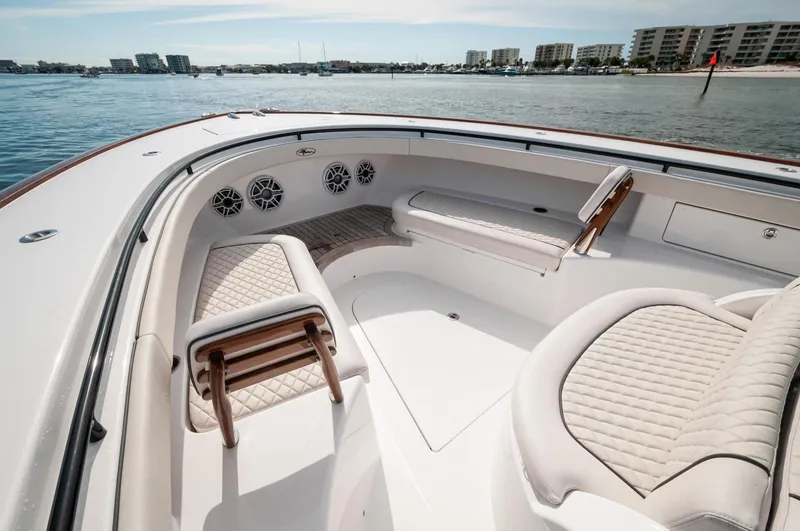 Slide: The Image of 2022 Valhalla Boatworks V46 Center Console, luxurious seating and spacious deck. - 26