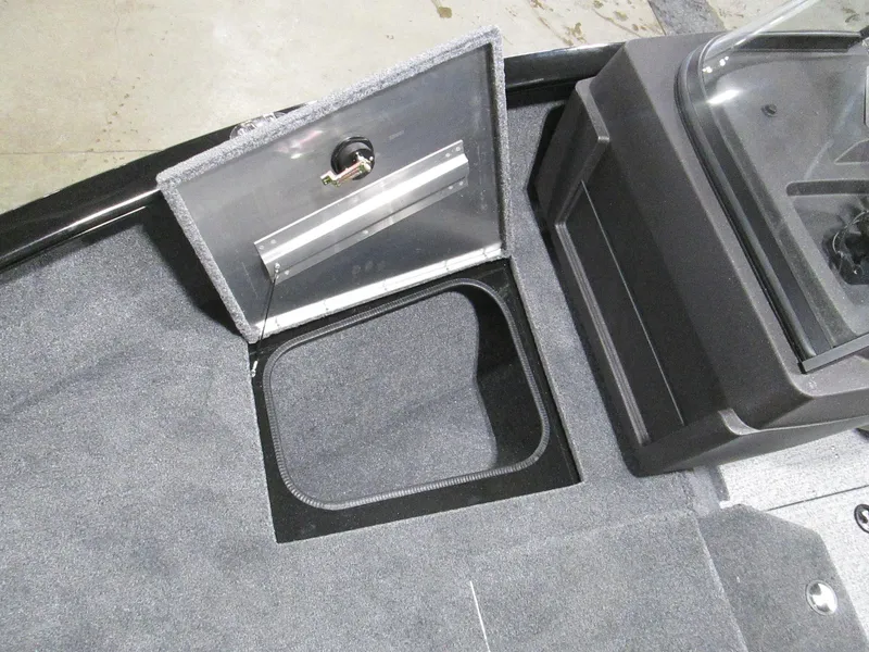 Slide: The Image of 2023 Tracker Pro Guide V-175 WT storage compartment and console. - 9