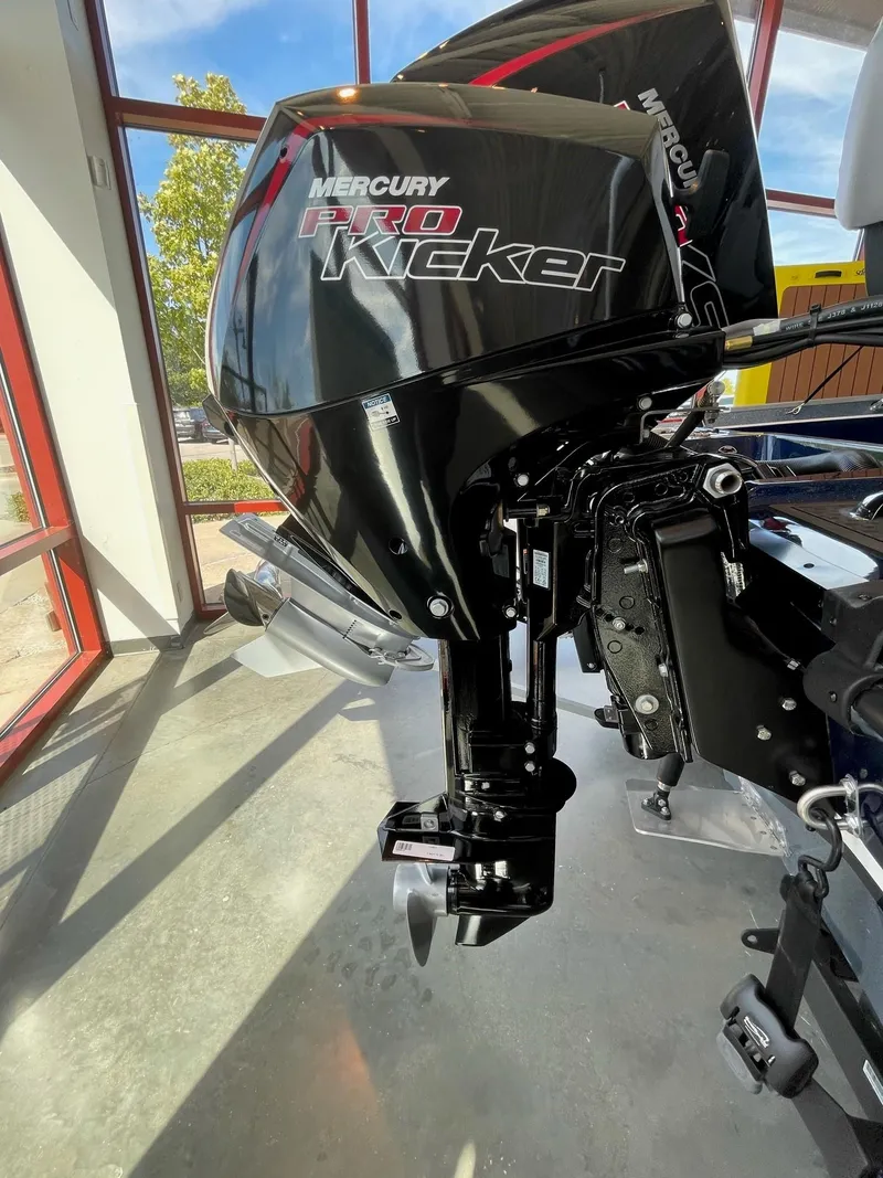 Slide: The Image of 2023 Nitro ZV20 Pro boat with Mercury Pro Kicker outboard motor. - 6