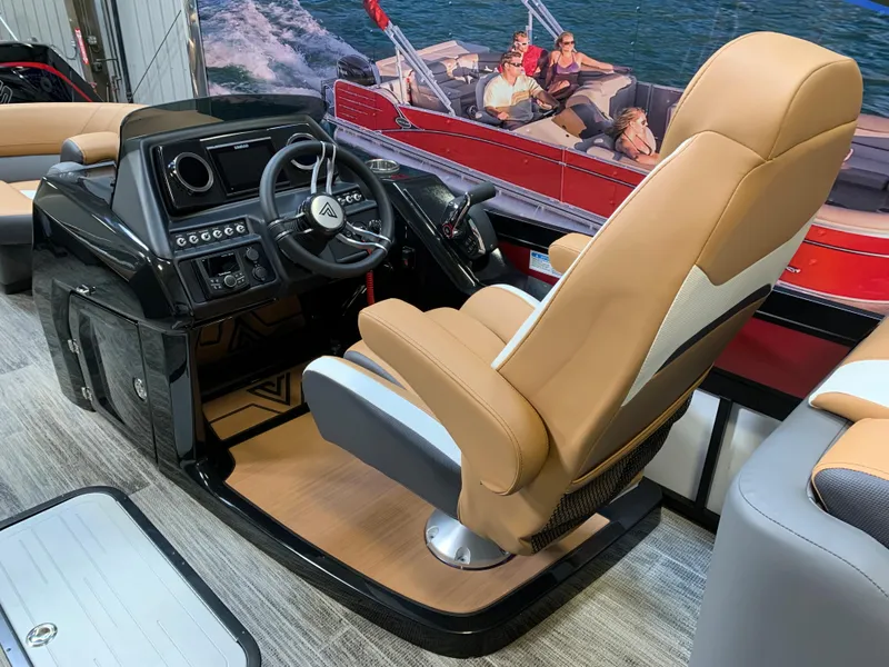 Slide: The Image of 2023 Viaggio Diamante 23 U boat cockpit with tan and black interior. - 10