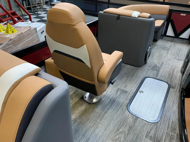 Slide: The Image of 2023 Viaggio Diamante 23 U interior with tan and gray seating. - 9