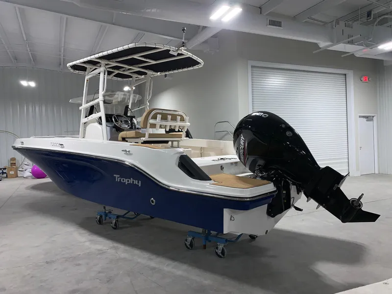 Slide: The Image of 2024 Bayliner Trophy 20 CC boat in indoor storage. - 3