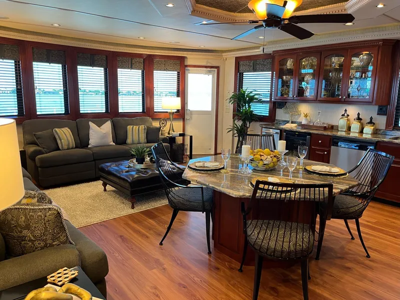 Slide: The Image of Luxurious 2009 Fantasy houseboat interior with modern kitchen and cozy living area. - 10