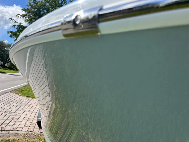 Slide: The Image of Close-up of 1987 Intrepid 300 Center Console boat hull. - 20