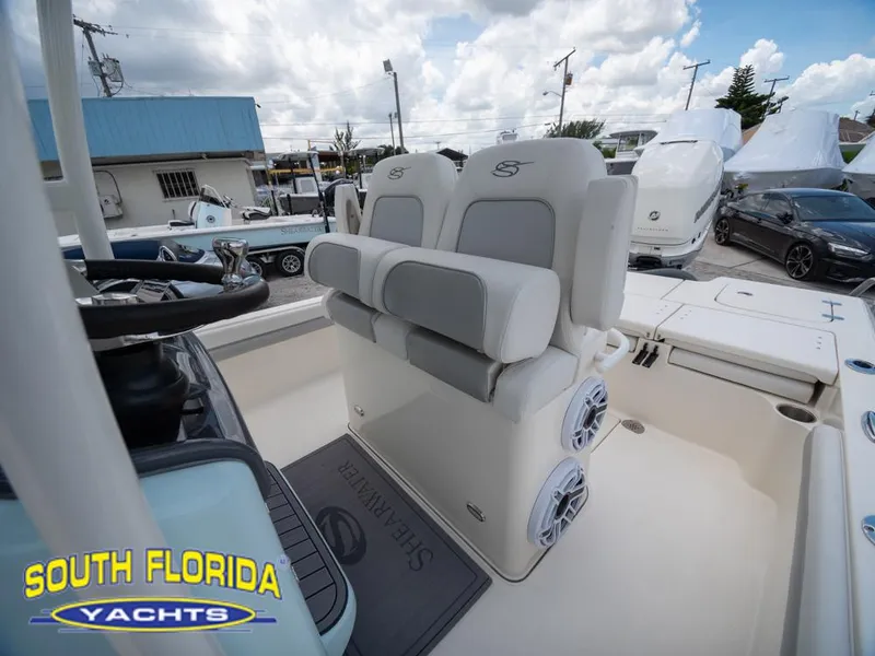 Slide: The Image of 2023 ShearWater 260 Carolina boat interior at South Florida Yachts dealership. - 21