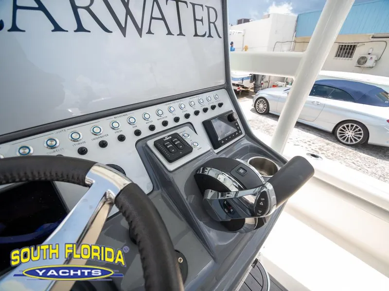 Slide: The Image of Control panel of a 2023 ShearWater 260 Carolina boat at South Florida Yachts. - 26