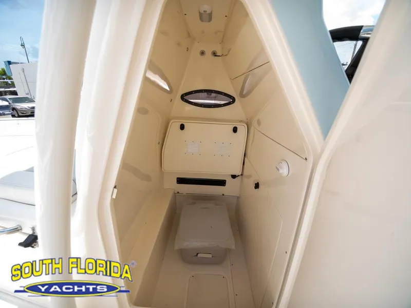 Slide: The Image of Interior cabin of 2023 ShearWater 260 Carolina boat, South Florida Yachts logo. - 30