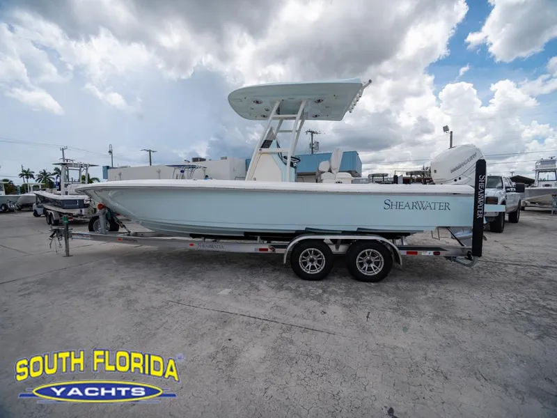 Slide: The Image of 2023 ShearWater 260 Carolina boat on trailer at South Florida Yachts dealership. - 32