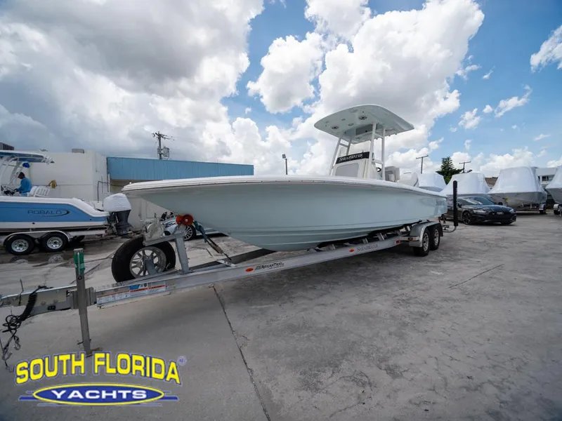 Slide: The Image of 2023 ShearWater 260 Carolina boat on trailer at South Florida Yachts dealership. - 33