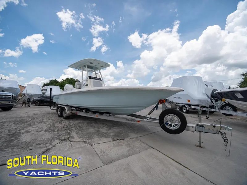 Slide: The Image of 2023 ShearWater 260 Carolina boat on trailer at South Florida Yachts dealership. - 5