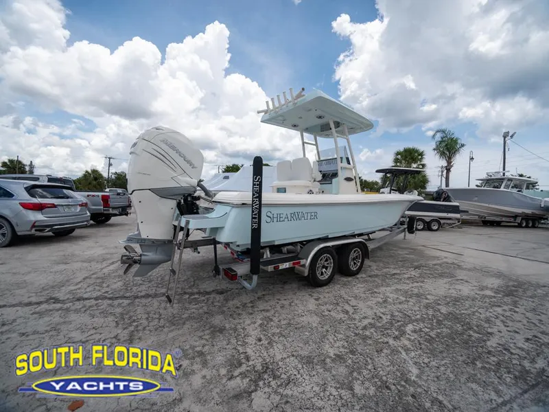 Slide: The Image of 2023 ShearWater 260 Carolina boat on trailer at South Florida Yachts dealership. - 6