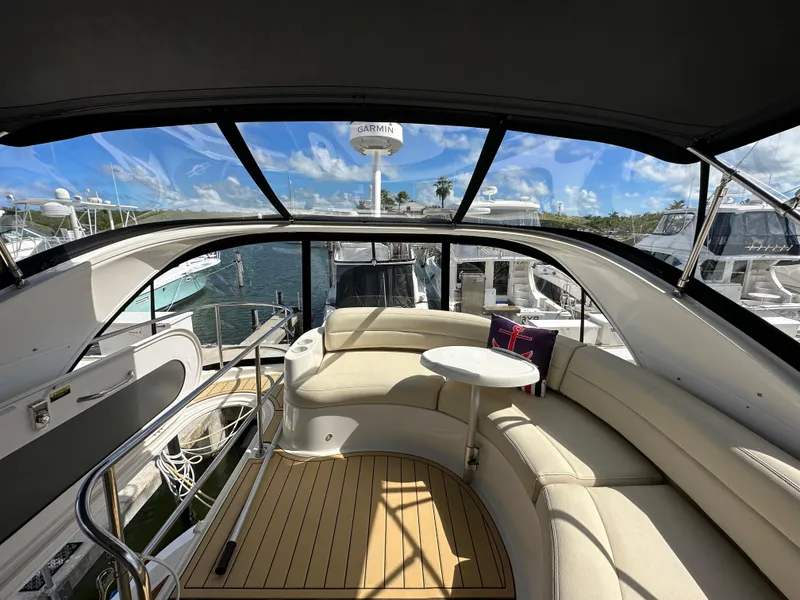 Slide: The Image of 2007 Meridian 391 Sedan yacht interior with panoramic marina view. - 17