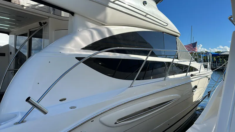 Slide: The Image of 2007 Meridian 391 Sedan yacht docked at marina on a sunny day. - 30