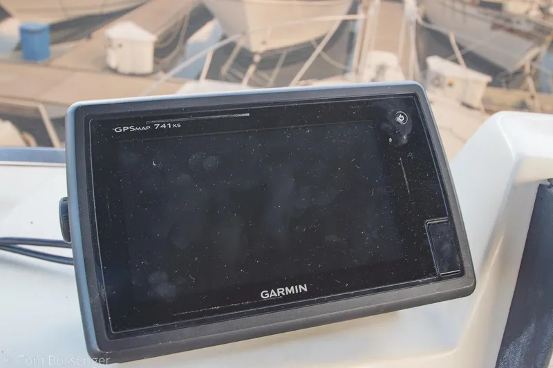 Slide: The Image of Garmin GPSmap 741xs on 1986 Chris-Craft Corinthian boat, docked at marina. - 46