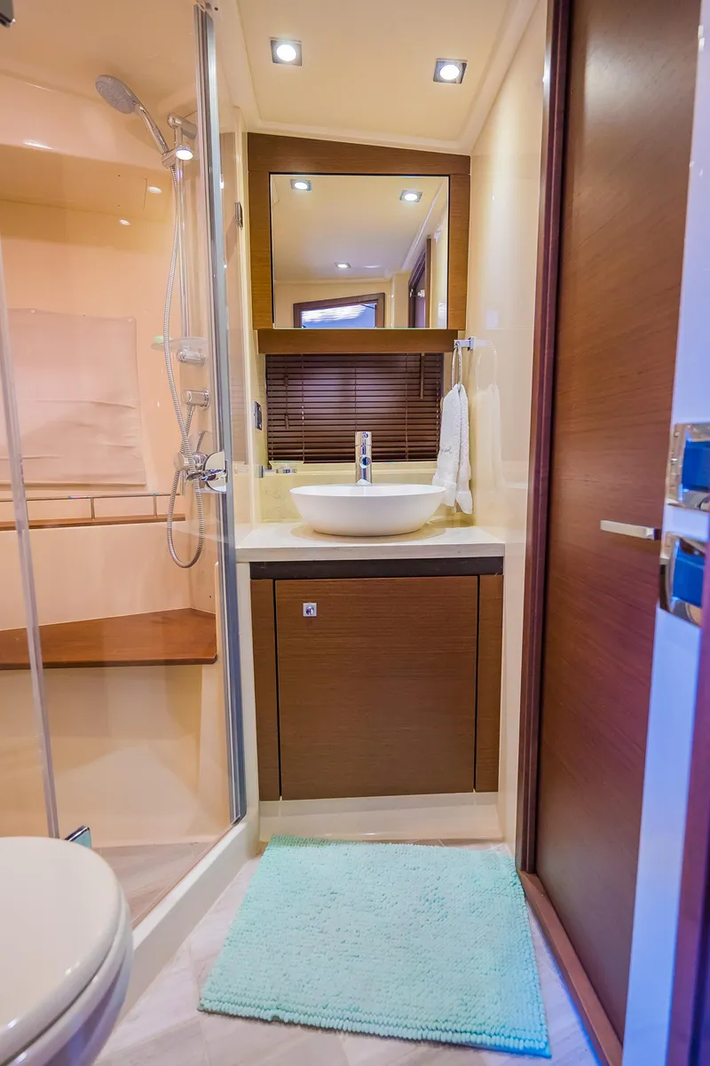 Slide: The Image of Modern bathroom in 2015 Sea Ray Sundancer 510 yacht with shower and sink. - 43