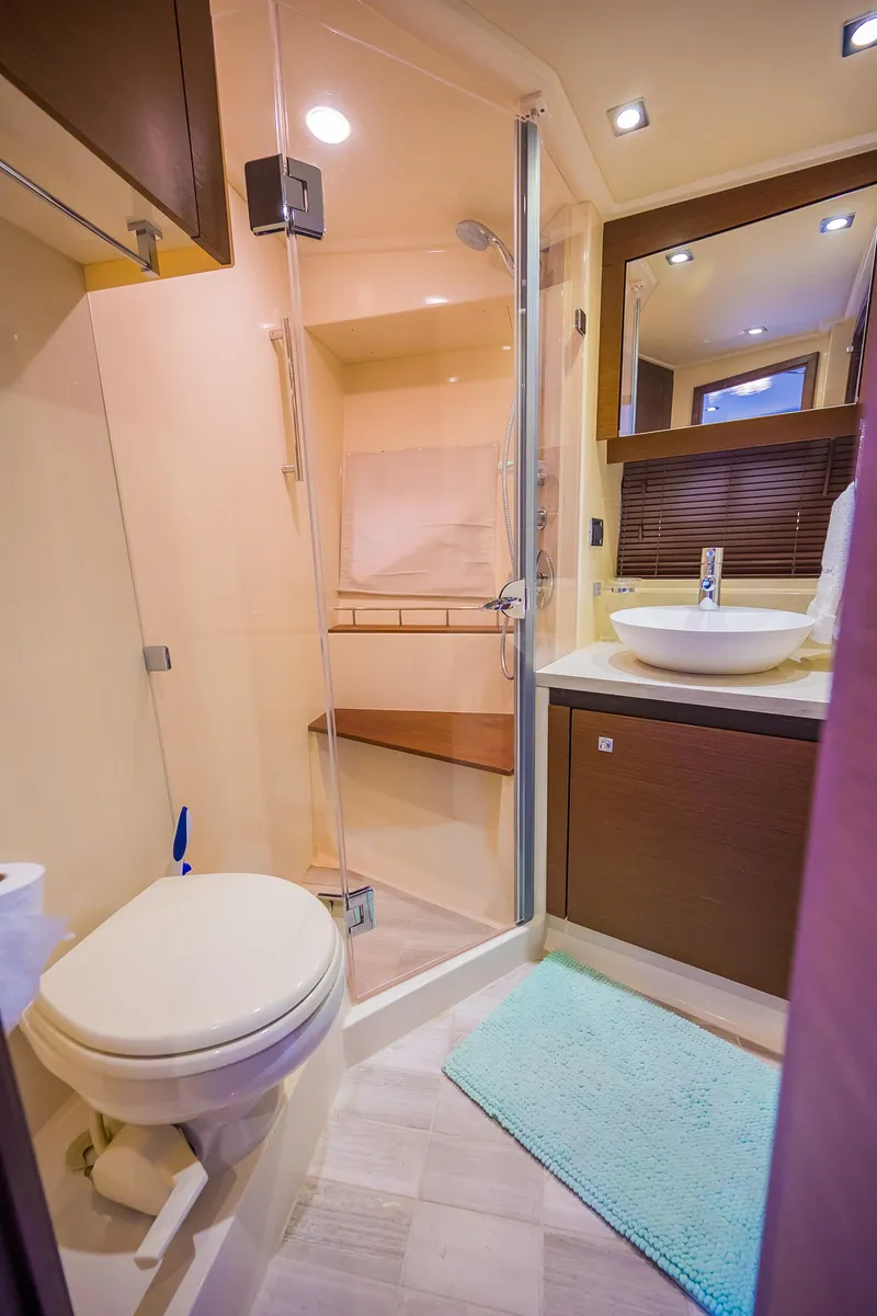 Slide: The Image of Modern bathroom in 2015 Sea Ray Sundancer 510 yacht with shower and vanity. - 44