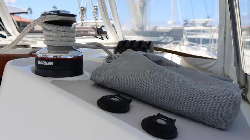 Slide: The Image of Winch and rope on a 2010 Catalina 375 sailboat deck. - 4