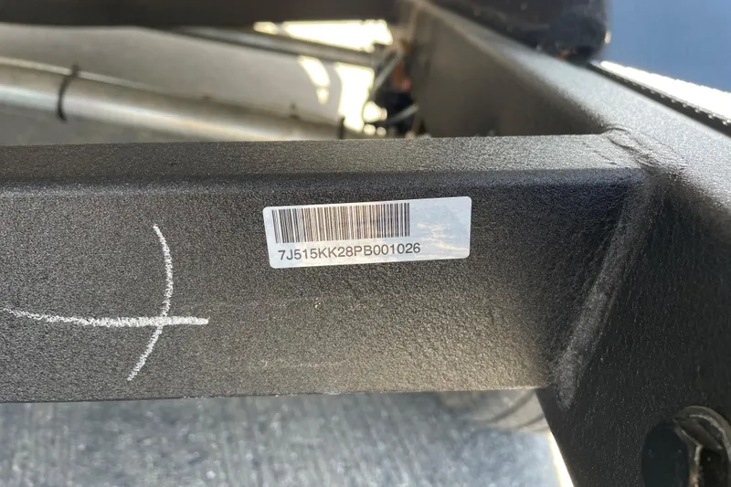 Slide: The Image of Barcode on 2023 Tahoe 210 Si Limited boat frame with serial number. - 13