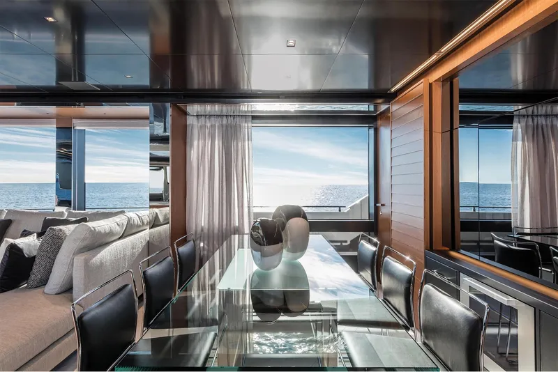 Slide: The Image of Luxurious interior of 2024 Riva 90' Argo yacht with ocean view. - 16