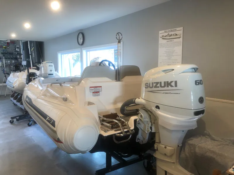 Slide: The Image of 2023 Zar Formenti Tender ZF-3 Custom Colors with Suzuki 60 outboard motor in showroom. - 4