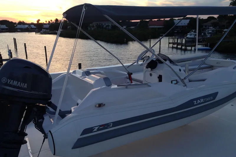 Slide: The Image of 2026 Zar Formenti ZF-3 Custom Colors Tender at sunset with Yamaha engine. - 9