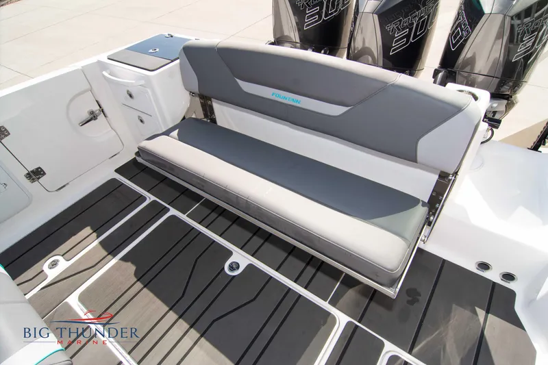 Slide: The Image of Fountain 32 NX 2022 boat seating and engines. - 15