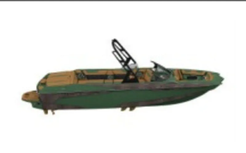 Slide: The Image of 2023 Axis A24 green and tan wakeboard boat. - 4