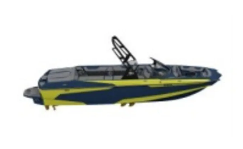 Slide: The Image of 2023 Axis A24 boat, blue and yellow, side view. - 19