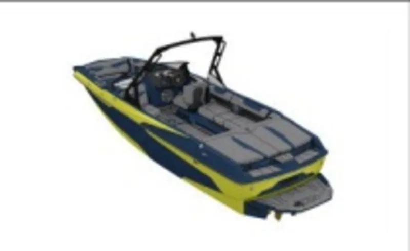 Slide: The Image of 2023 Axis A24 boat, blue and yellow, side view. - 20