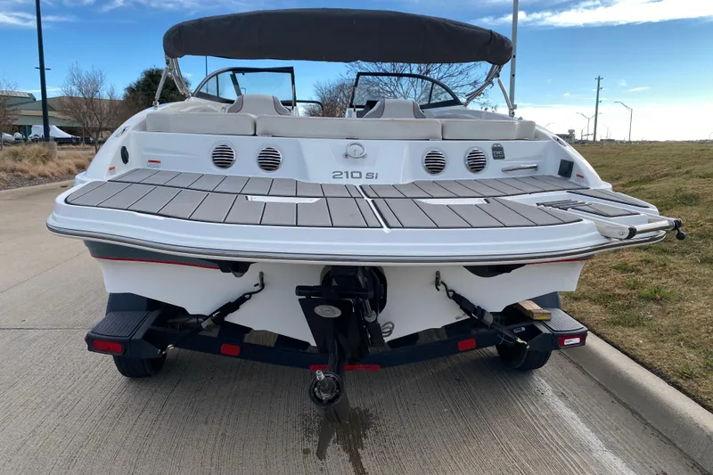 Slide: The Image of 2023 Tahoe 210 Si boat rear view, featuring sleek design and modern features. - 14
