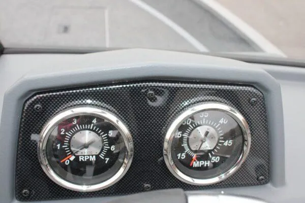 Slide: The Image of Close-up of 2023 Lowe FISHING MACHINE 162 dashboard gauges. - 8