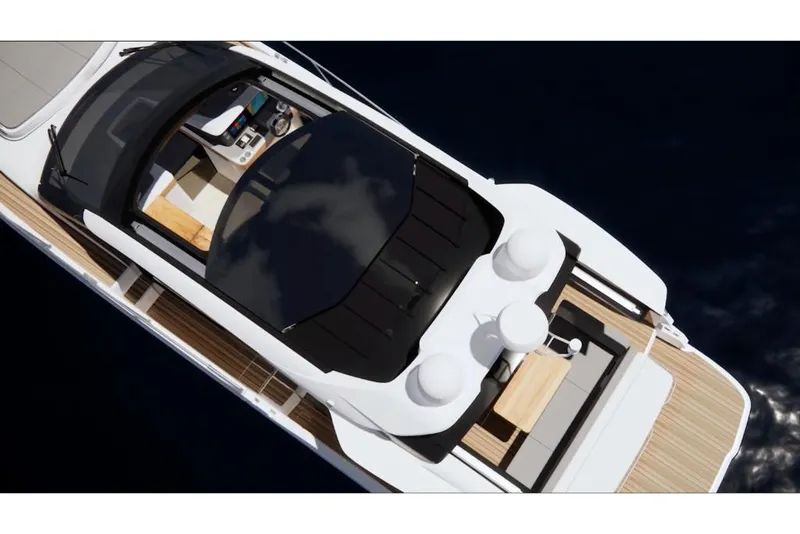 Slide: The Image of Top view of 2023 Galeon 450 HTC luxury yacht with sleek design. - 4