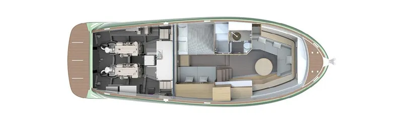 Slide: The Image of Top view of Solaris Power 44 Open 2025 yacht layout. - 21