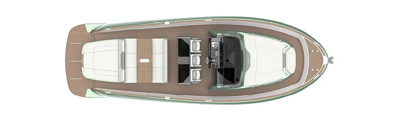 Slide: The Image of Top view of 2025 Solaris Power 44 Open luxury yacht layout. - 22