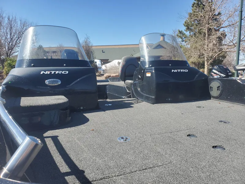 Slide: The Image of 2020 Nitro ZV21 boat with dual consoles and windshields. - 5