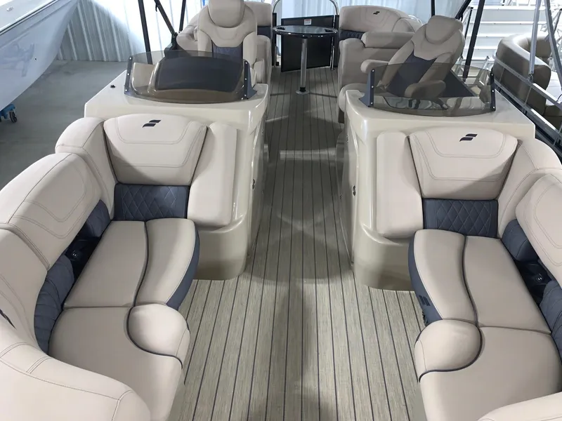 Slide: The Image of 2024 Starcraft SLS 3 DC boat interior with luxurious seating and modern design. - 12