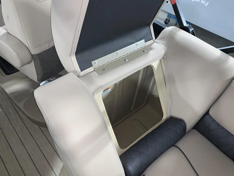 Slide: The Image of 2024 Starcraft SLS 3 DC boat seat storage compartment. - 4