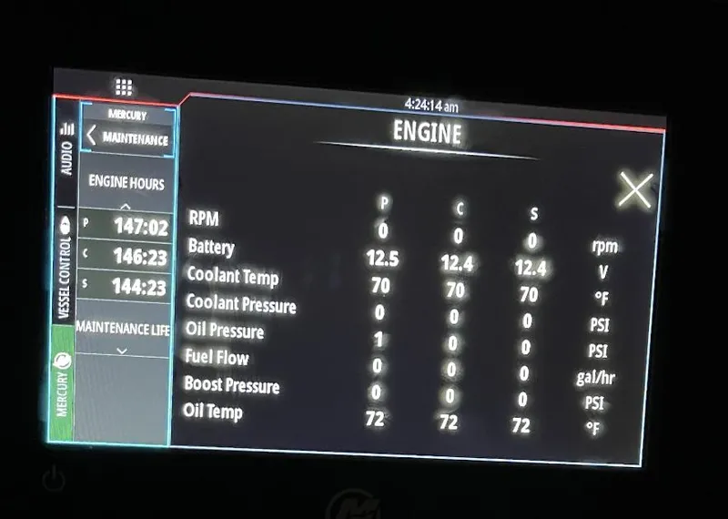 Slide: The Image of 2020 Mystic 3800 engine monitoring display showing RPM, battery, coolant temp, oil pressure, and more. - 18