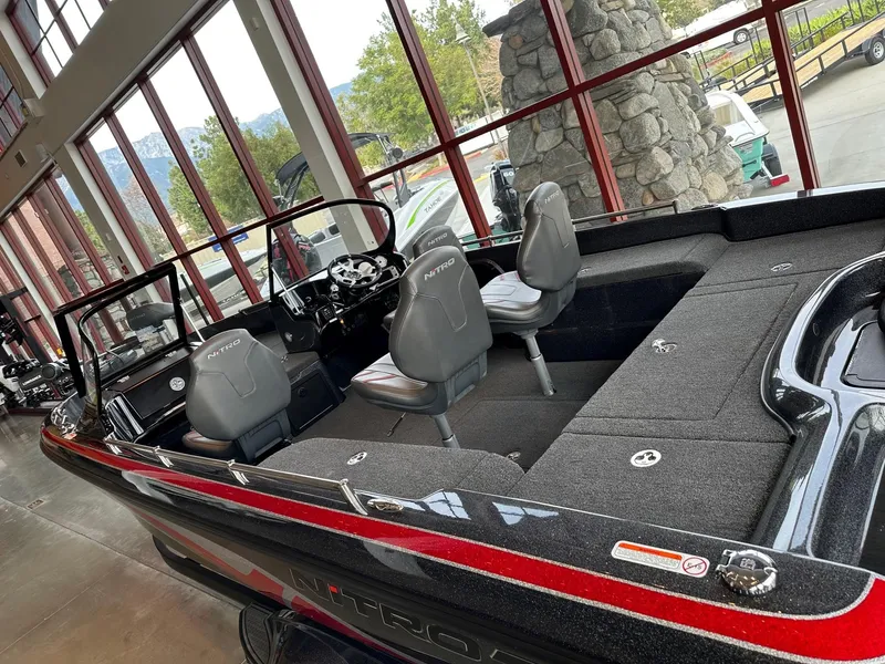 Slide: The Image of 2023 Nitro ZV21 Pro fishing boat with modern interior design. - 2