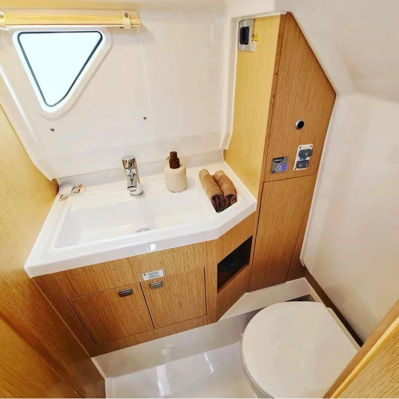 Slide: The Image of Modern bathroom interior of 2023 RYCK 280 boat with sink and toilet. - 19