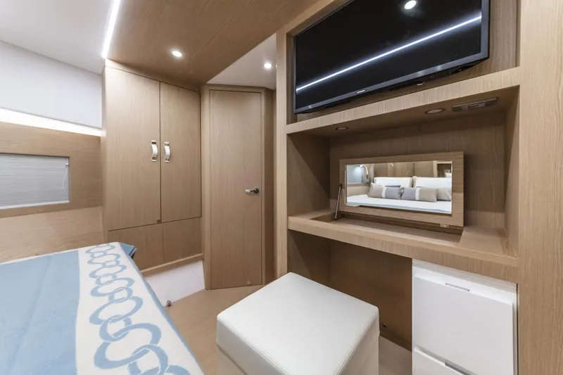Slide: The Image of Luxurious interior of 2025 Solaris Power 48 OPEN yacht with modern amenities. - 18