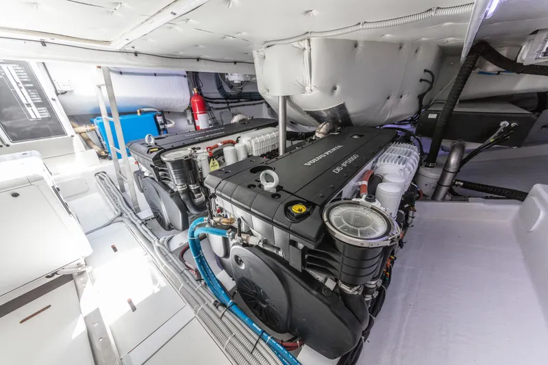 Slide: The Image of Engine room of 2025 Solaris Power 48 OPEN yacht, featuring modern equipment and systems. - 25