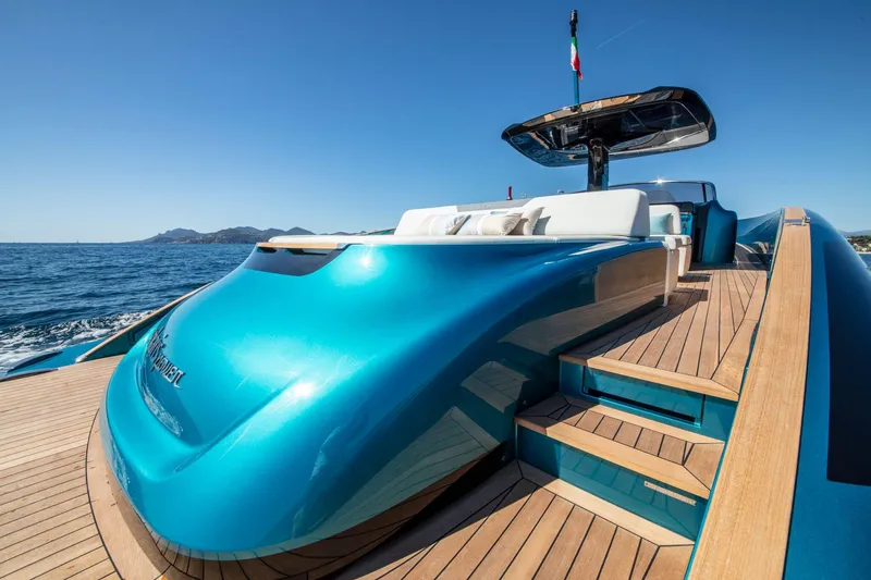 Slide: The Image of 2025 Solaris Power 48 OPEN yacht on open sea, sleek design, sunny day. - 6