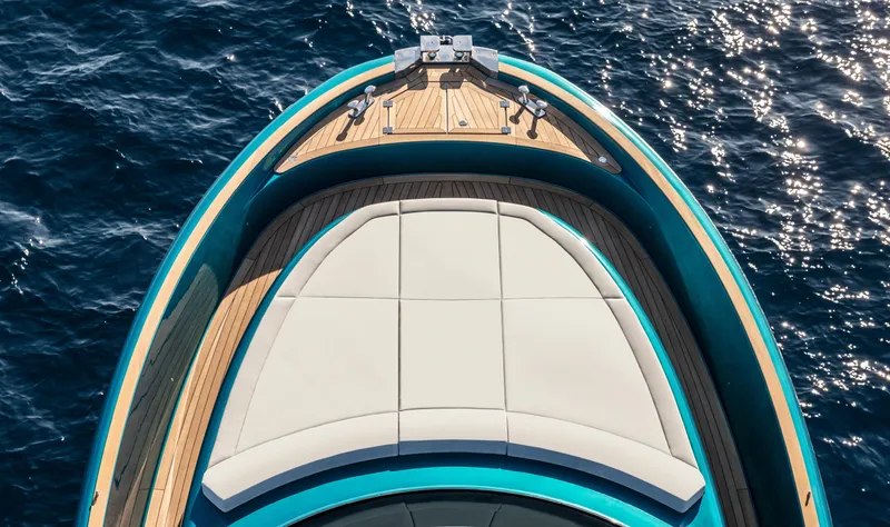 Slide: The Image of Luxurious Solaris Power 48 OPEN yacht, 2025 model, cruising on sparkling blue water. - 8