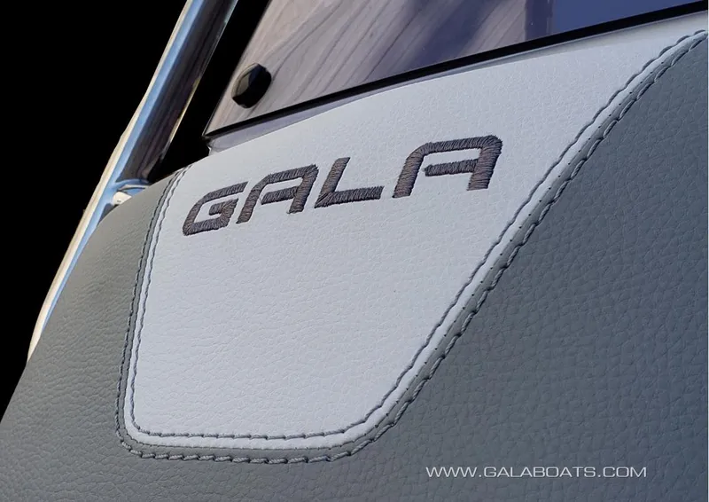 Slide: The Image of Gala V330 boat seat detail with logo, 2023 model. - 4