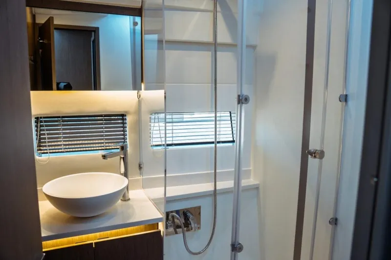 Slide: The Image of Modern bathroom interior of 2026 Jeanneau NC 1295 Fly yacht with sleek design. - 83