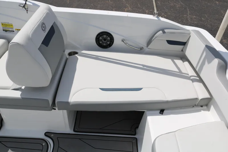 Slide: The Image of 2023 Hurricane SUN DECK 205 OB boat interior seating area. - 31