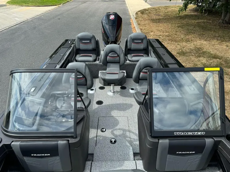 Slide: The Image of 2023 Tracker Targa V-19 WT boat interior with seating and windshield. - 10