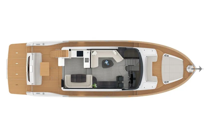 Slide: The Image of Luxurious interior of 2026 Absolute 58 Navetta yacht with ocean view window. - 25