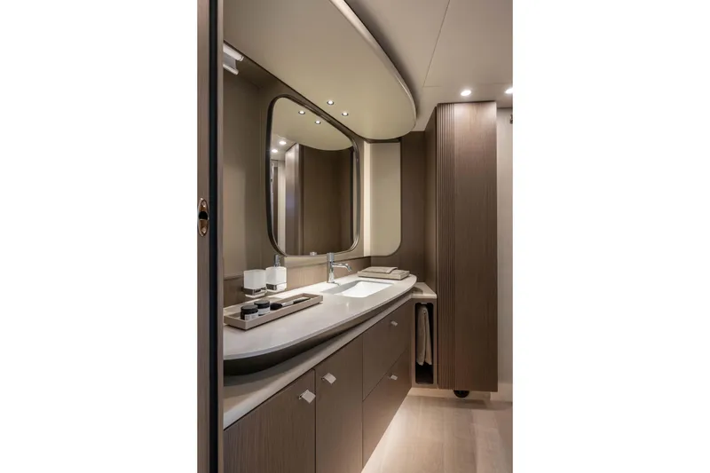 Slide: The Image of Luxurious bathroom interior of 2026 Absolute Navetta 58 yacht, featuring modern design and elegant fixtures. - 41